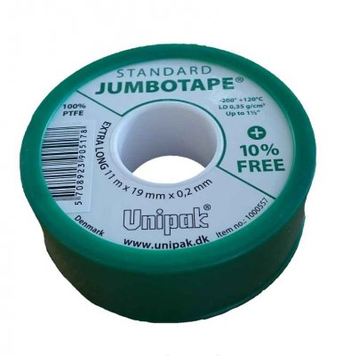 Taśma teflonowa uszczelniająca JUMBOTAPE +10 % Free 11m x 19mm x 0,2mm Unipak 1000557